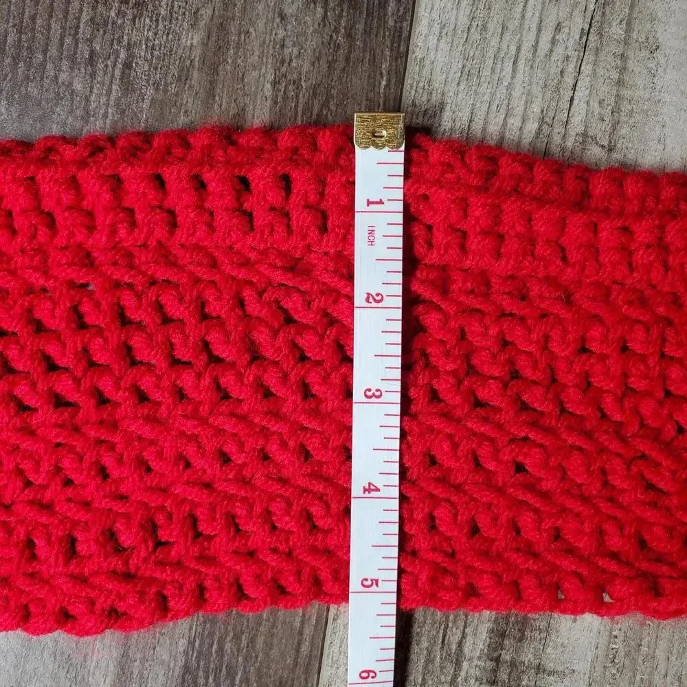 Handmade Crocheted Red Women's Winter Infinity Scarf